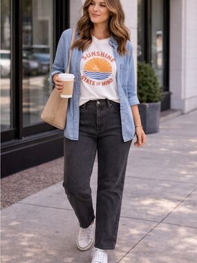 143.) Lee / Charcoal / Straight Leg Denim